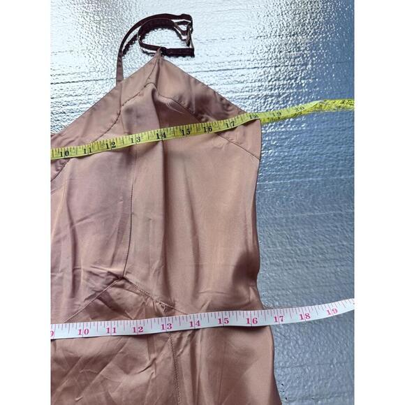 Sears Charmode Light Bronze Spaghetti Straps V Neck Satin Fabric Slip/ Dress 16 - Picture 7 of 8